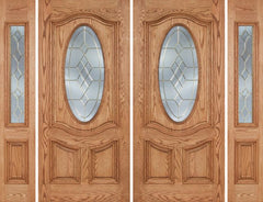 WDMA 96x80 Door (8ft by 6ft8in) Exterior Oak Dally Double Door/2side w/ A Glass - 6ft8in Tall 1
