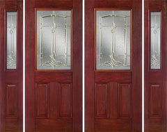 WDMA 96x80 Door (8ft by 6ft8in) Exterior Cherry Half Lite 2 Panel Double Entry Door Sidelights BT Glass 1