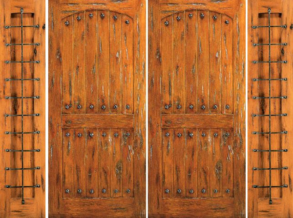 WDMA 96x80 Door (8ft by 6ft8in) Exterior Knotty Alder Prehung Double Door with Two Side lights 1