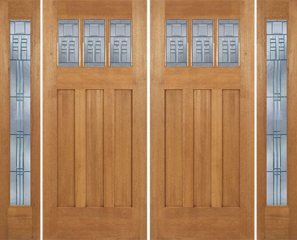 WDMA 96x84 Door (8ft by 7ft) Exterior Mahogany Barnsdale Double Door/2 Full-lite side w/ C Glass 1