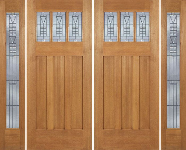 WDMA 96x84 Door (8ft by 7ft) Exterior Mahogany Barnsdale Double Door/2 Full-lite side w/ B Glass 1