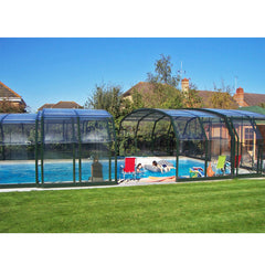 China WDMA Aluminum Swimming Pool Cover Polycarbonate Low Level Sliding Pool Enclosure