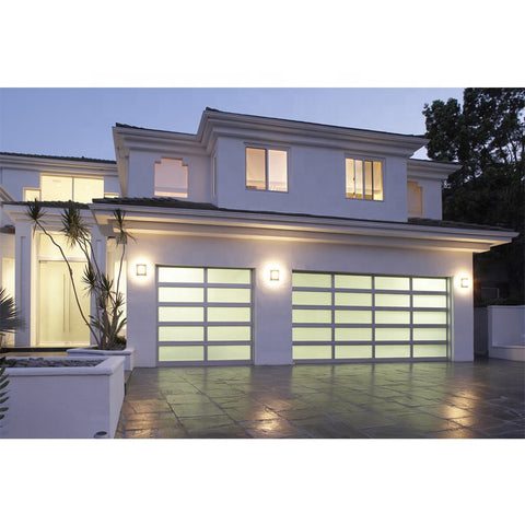 WDMA Cheap 8x7 Insulated Clear frosted Glass Garage Door Aluminium Remote Control Residential Security Exterior Price