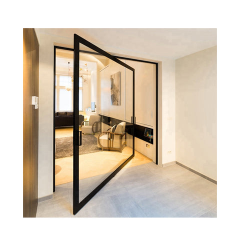 WDMA European Style Frameless Entry Center Pivot Slides Hinges Glass Door