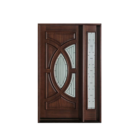 WDMA Fancy Indoor Entrance Wooden Double Panel Door With Single Glass Window And Frame Design