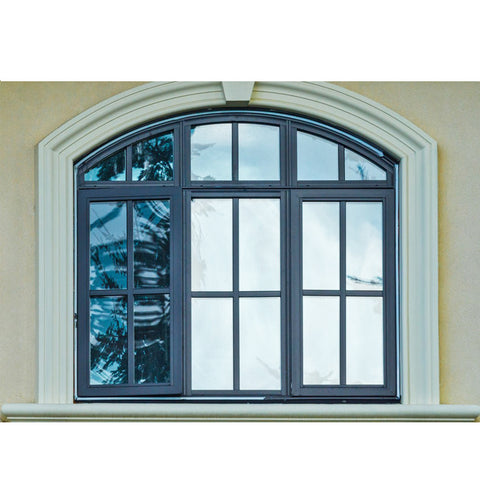 WDMA Glass Window Grill Design Wood Grain Window Arched Open Casement Window For Sales