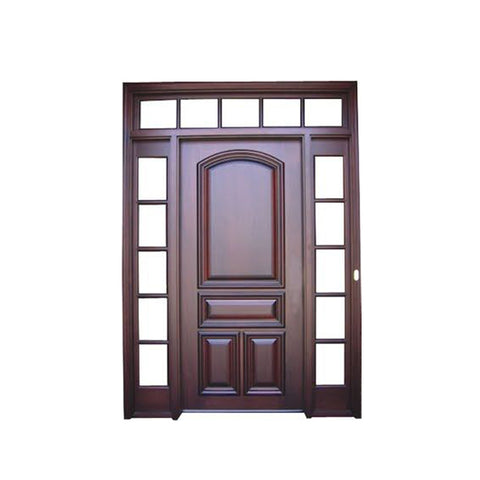 WDMA Main Solid Wood Exterior Door With Glass Carving Design