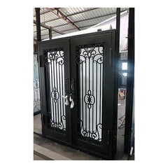 wholesale affordable grill design outdoor double black wrought iron entrance doors decorative clark hall on China WDMA